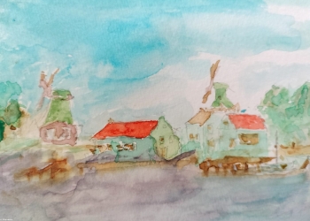 Aquarel molen